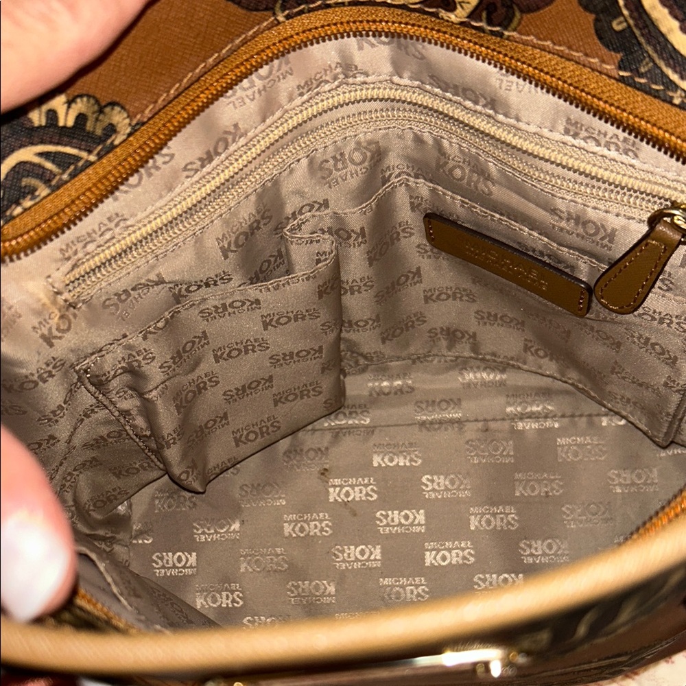 Michael Kors Brown Paisley Tote with Scarf Accent - Picture 11 of 16
